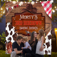Lofaris Personalized Redeo Cowboy 3Rd Hoedown Birthday Backdrop