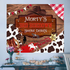 Lofaris Personalized Redeo Cowboy 3Rd Hoedown Birthday Backdrop