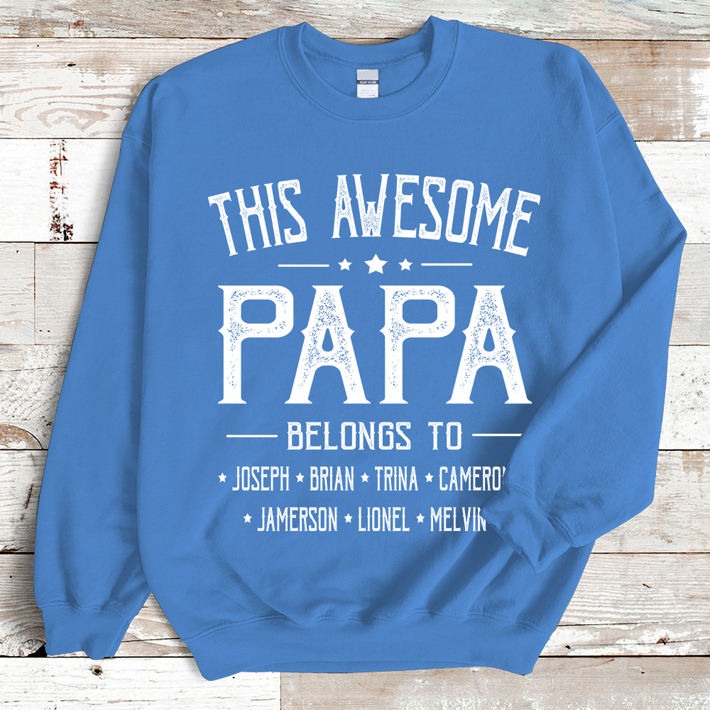 Lofaris Personalized Retro Awesome Papa And Kids Sweatshirt