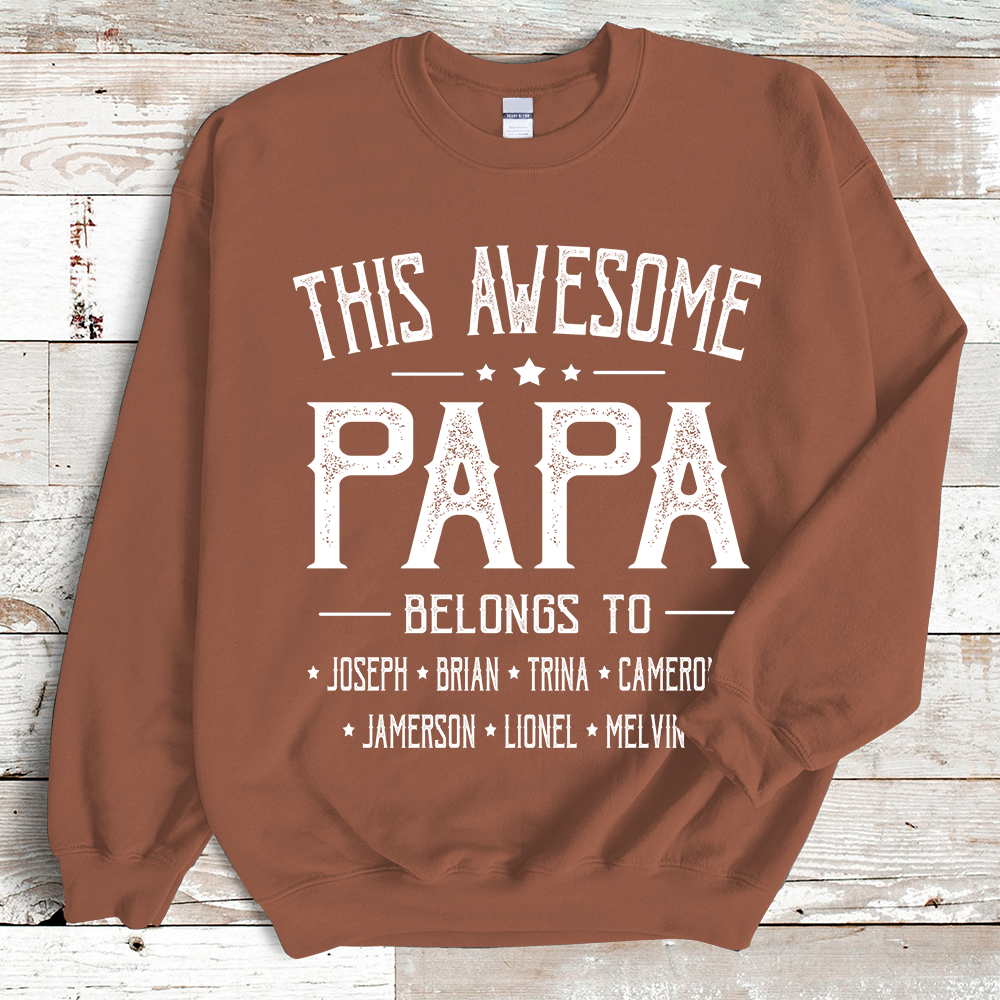 Lofaris Personalized Retro Awesome Papa And Kids Sweatshirt