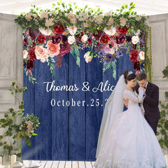 Lofaris Personalized Royal Blue Floral Wedding Backdrop for Reception