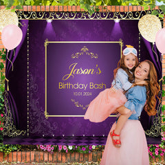 Lofaris Personalized Royal Elegant Purple Birthday Backdrop