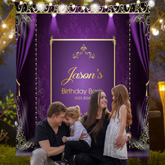 Lofaris Personalized Royal Elegant Purple Birthday Backdrop