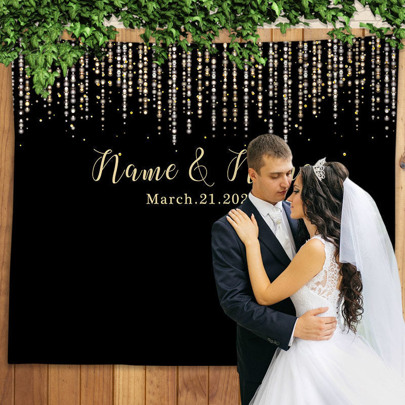 Lofaris Personalized Rustic Decor Lights Wedding Sign Backdrop