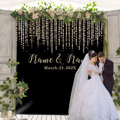 Lofaris Personalized Rustic Decor Lights Wedding Sign Backdrop