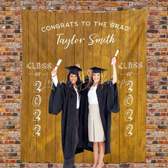 Lofaris Personalized Rustic Wood Fabric Graduation Backdrop