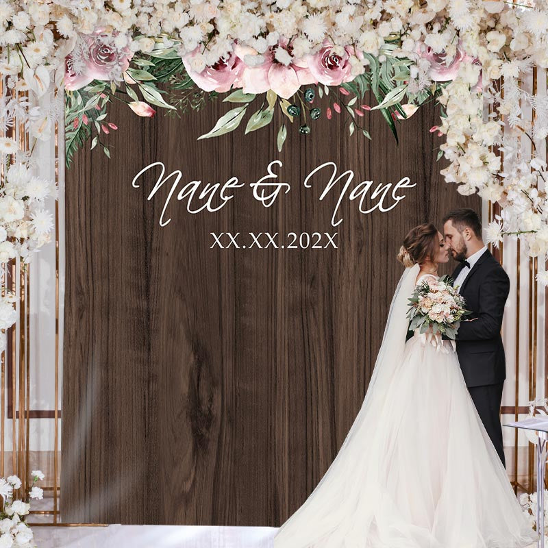 Lofaris Personalized Rustic Wood Flower Backdrop For Wedding