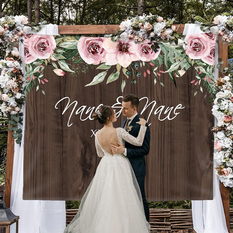 Lofaris Personalized Rustic Wood Flower Backdrop For Wedding