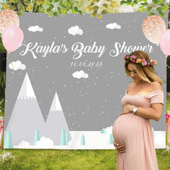 Lofaris Personalized Snow Mountain Baby Shower Backdrop