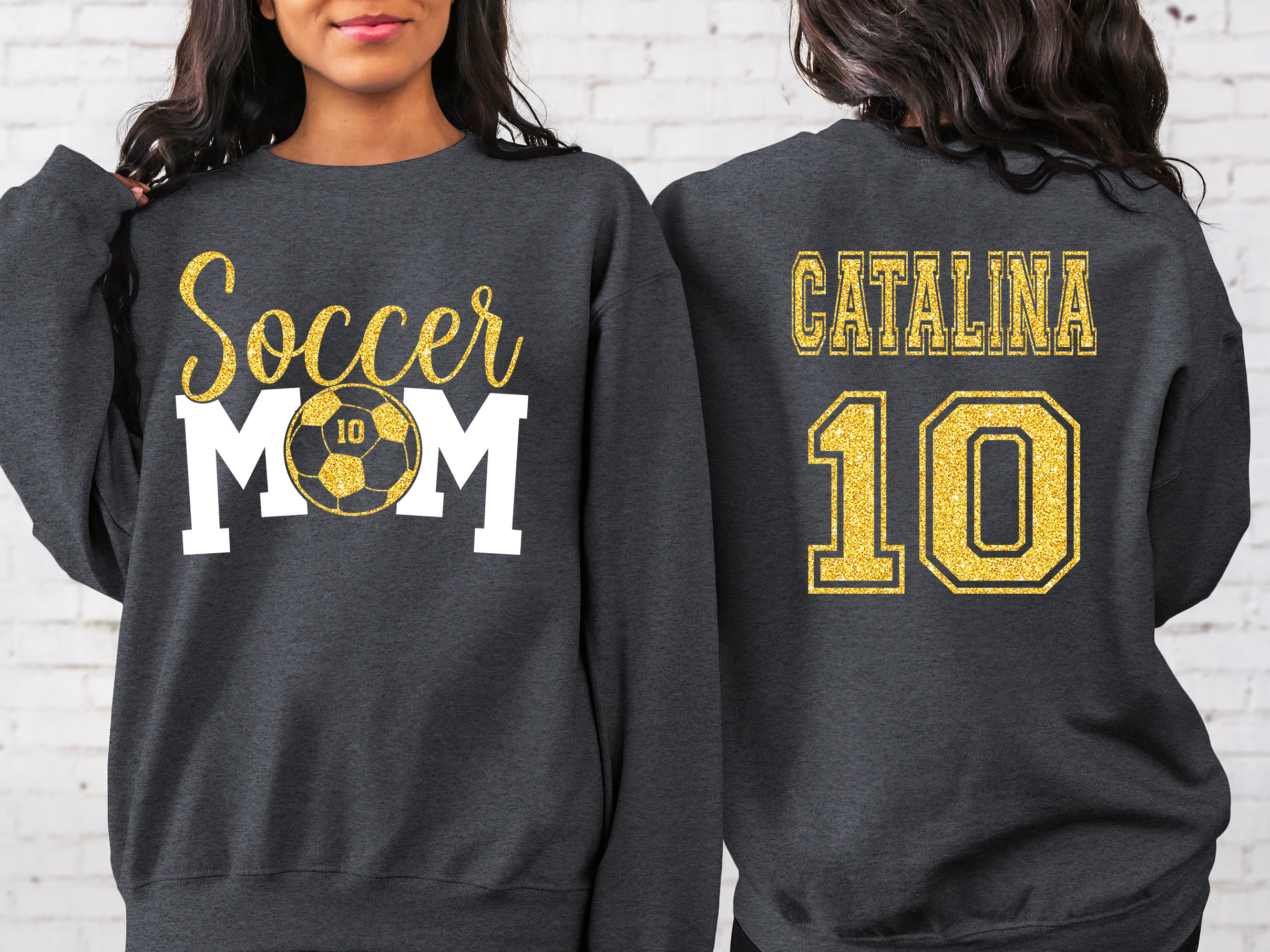 Lofaris Personalized Soccer Mom With Kid Name Sweatshirt