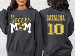 Lofaris Personalized Soccer Mom With Kid Name Sweatshirt