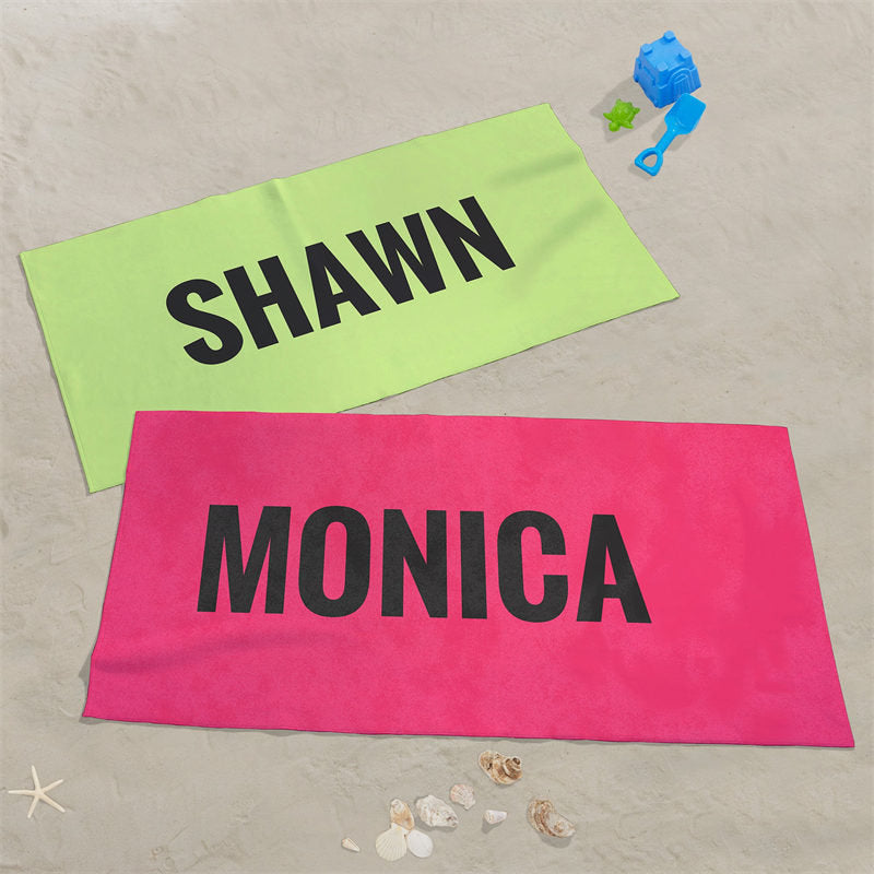 Lofaris Personalized Solid Color Fun Beach Towel With Name