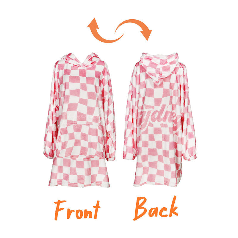 Lofaris Personalized Solid Plaid Checkered Cozy Blanket Hoodie