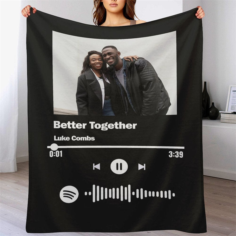 Lofaris Personalized Spotify Code Music Photo Blanket Gifts