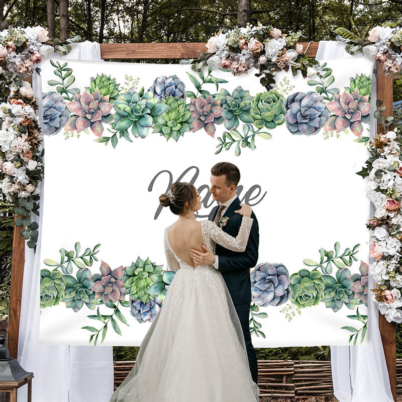 Lofaris Personalized Succulent Wedding Backdrop