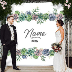 Lofaris Personalized Succulent Wedding Backdrop