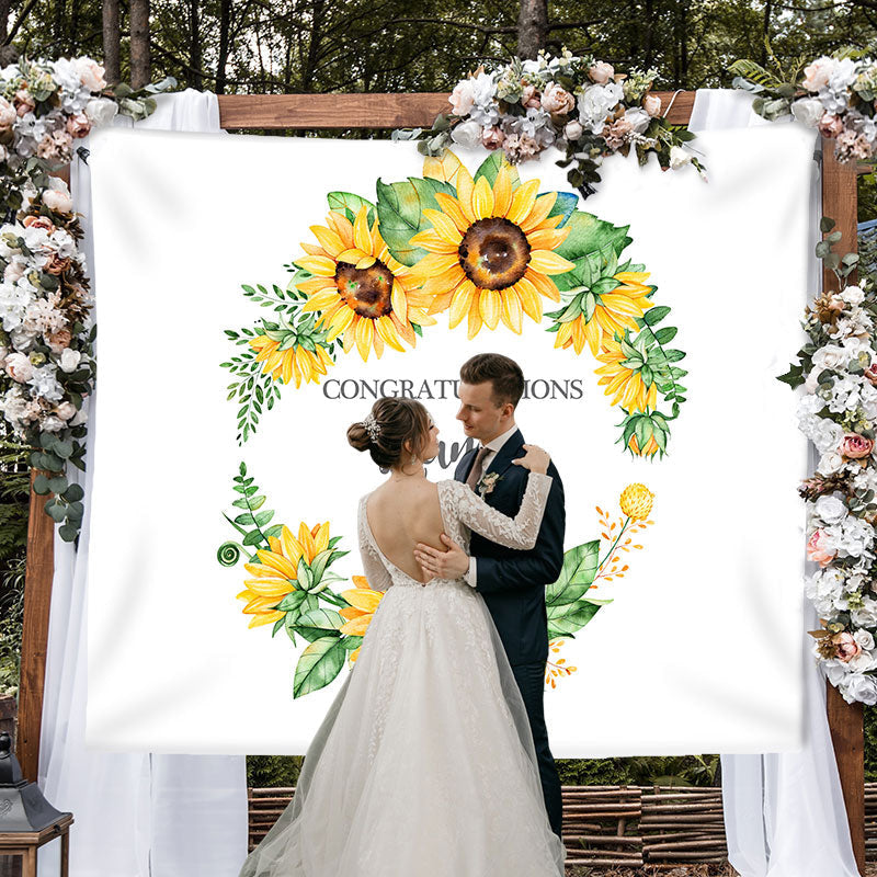 Lofaris Personalized Sunflower Flowers Wedding Backdrop