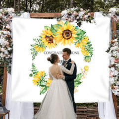 Lofaris Personalized Sunflower Flowers Wedding Backdrop