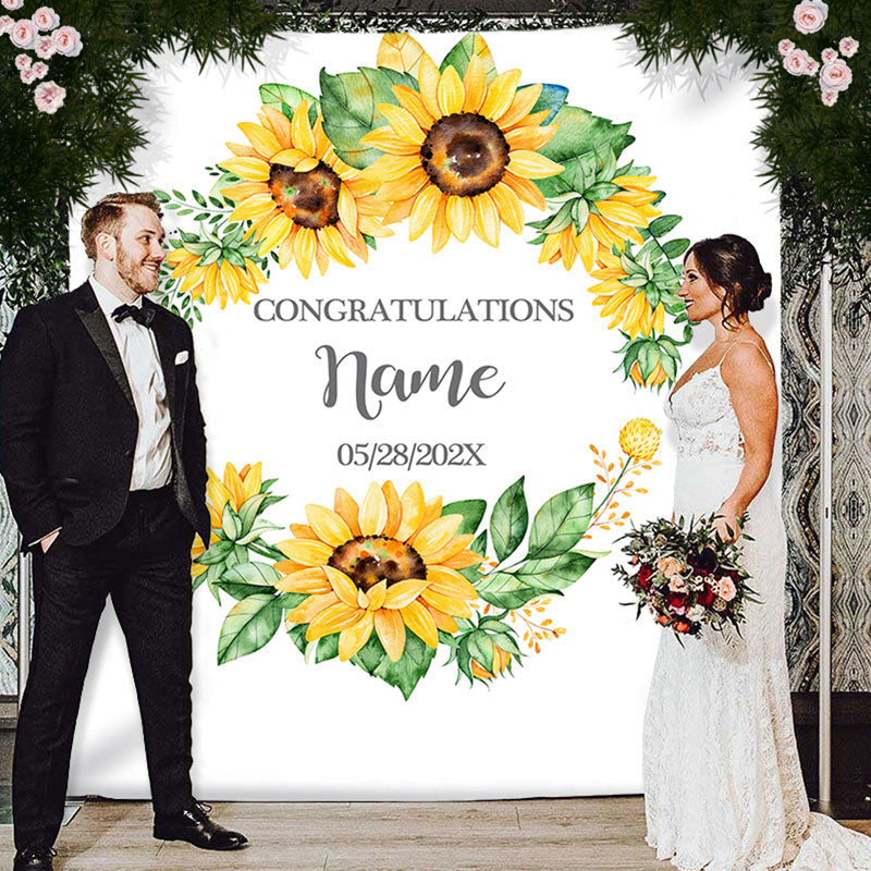 Lofaris Personalized Sunflower Flowers Wedding Backdrop