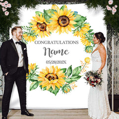 Lofaris Personalized Sunflower Flowers Wedding Backdrop