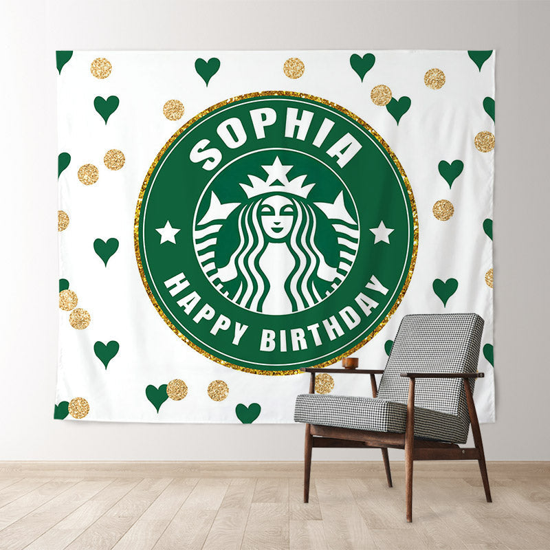 Personalized Text Coffee Theme Birthday Backdrop - Lofaris
