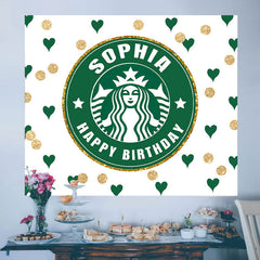 Lofaris Personalized Text Coffee Theme Birthday Backdrop