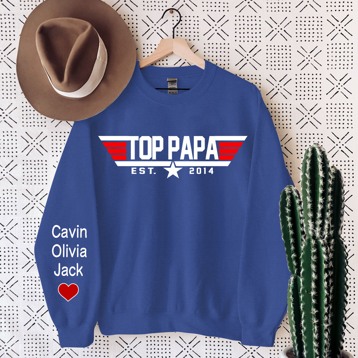 Lofaris Personalized Top Papa With Kids Daddy¡¯s Birthday Gift Sweatshirt