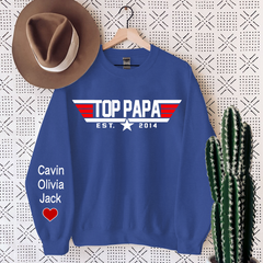 Lofaris Personalized Top Papa With Kids Daddy¡¯s Birthday Gift Sweatshirt