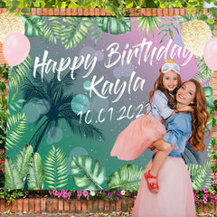 Lofaris Personalized Tropical Night Birthday Backdrop Banner