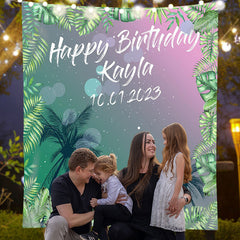 Lofaris Personalized Tropical Night Birthday Backdrop Banner