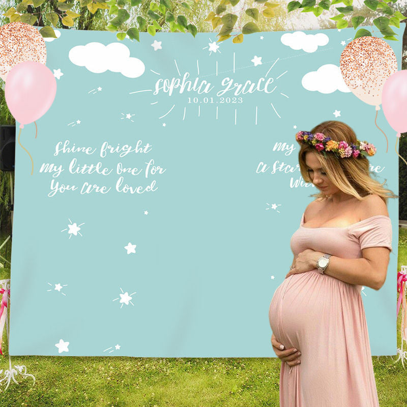 Lofaris Personalized Twinkle Stars Baby Shower Backdrop Decor