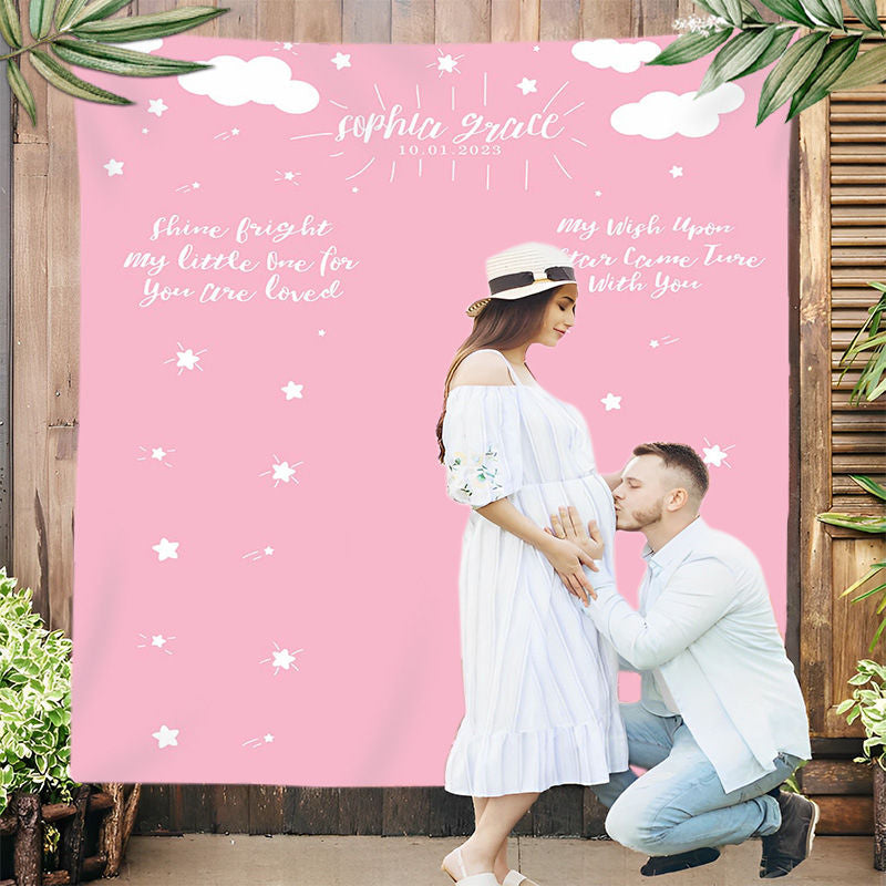 Lofaris Personalized Twinkle Baby Shower Backdrop Banner