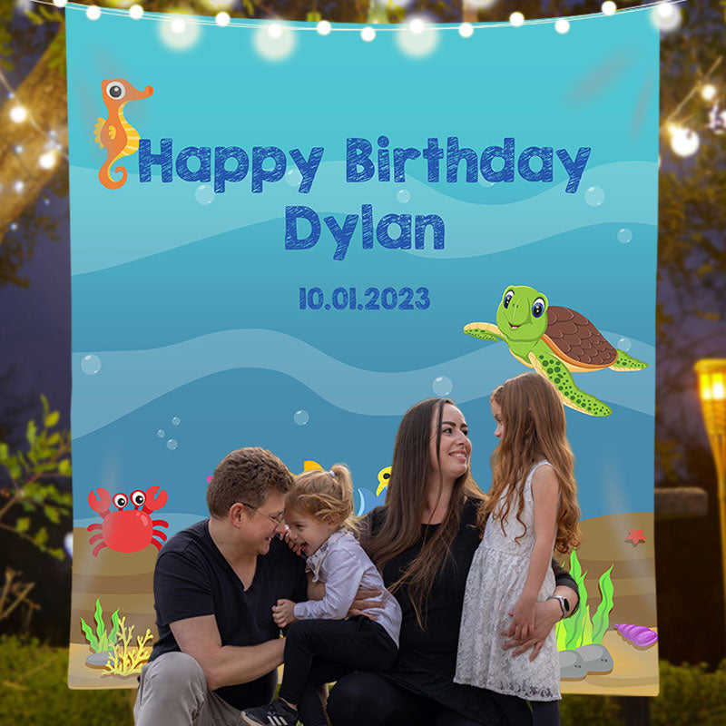 Lofaris Personalized Under The Sea Birthday Backdrop Decor