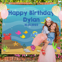 Lofaris Personalized Under The Sea Birthday Backdrop Decor