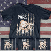 Lofaris Personalized USA Flag Papa Kids Father’s Day T-Shirt