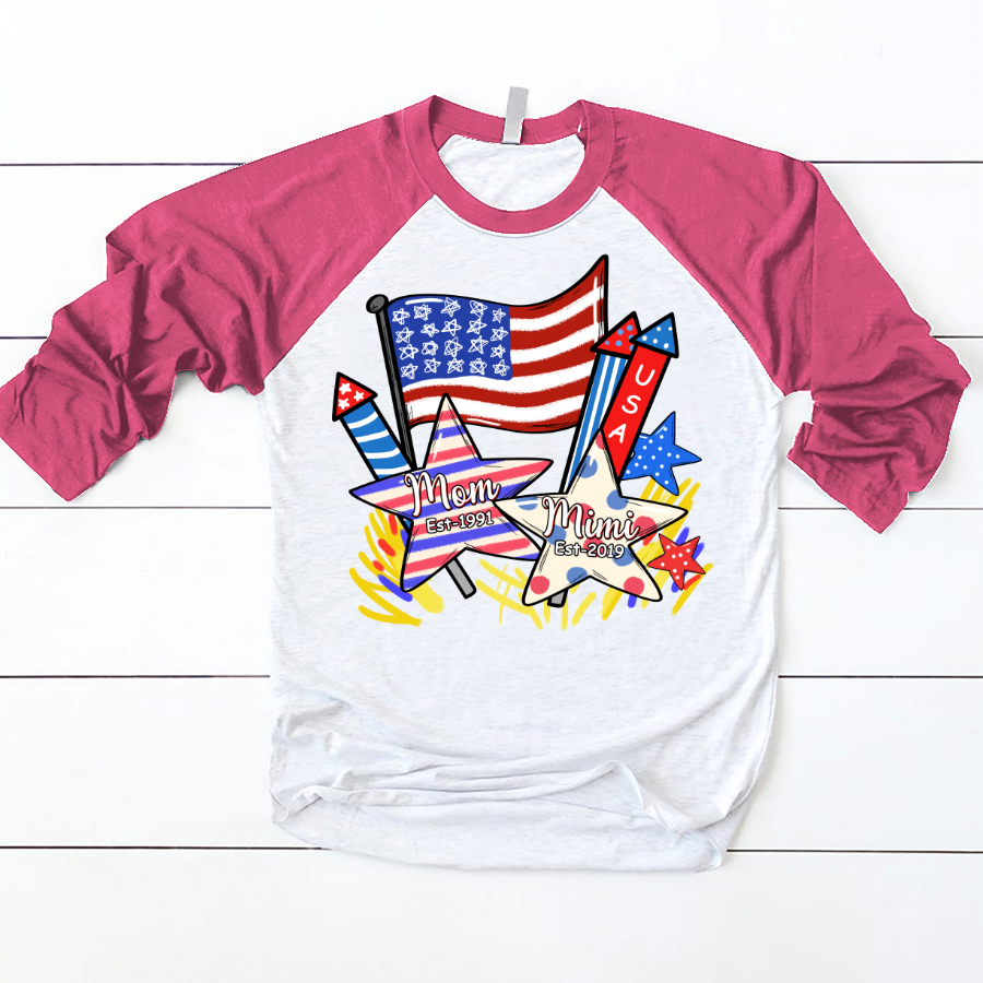 Lofaris Personalized Usa Flag Star Sparks Baseball Shirt