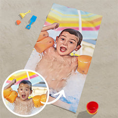 Lofaris Personalized Vertical Cartoonlization Photo Beach Towel