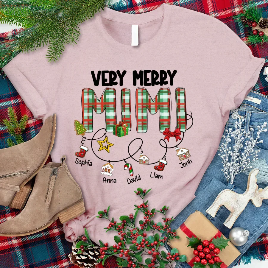 Lofaris Personalized Very Christmas Grandma And Kids T-Shirt