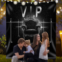 Lofaris Personalized Vip Royal Sofa Black Birthday Backdrop