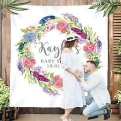 Lofaris Personalized Watercolor Flowers Baby Shower Backdrop
