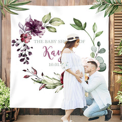 Lofaris Personalized Watercolor Flowers Boho Baby Shower Backdrop