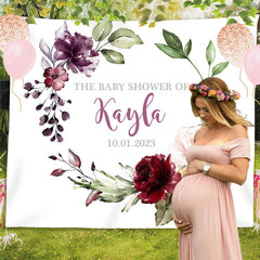 Lofaris Personalized Watercolor Flowers Boho Baby Shower Backdrop
