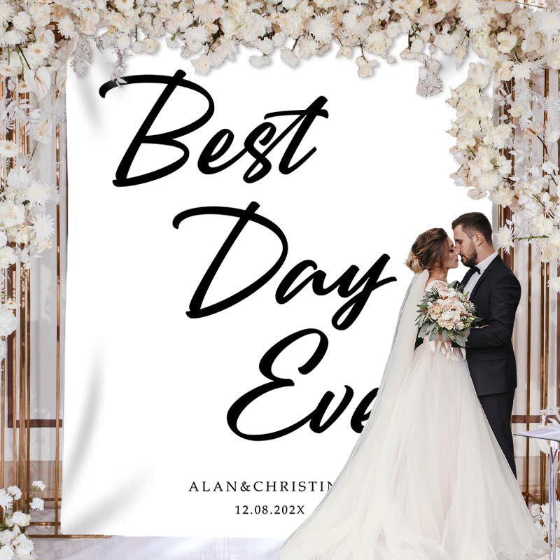Lofaris Personalized Wedding Ceremony Backdrop with Calligraphy