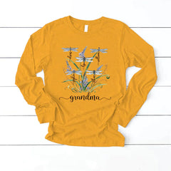 Lofaris Personalized Weeds Dragonfly Grandma Kids Longsleeve