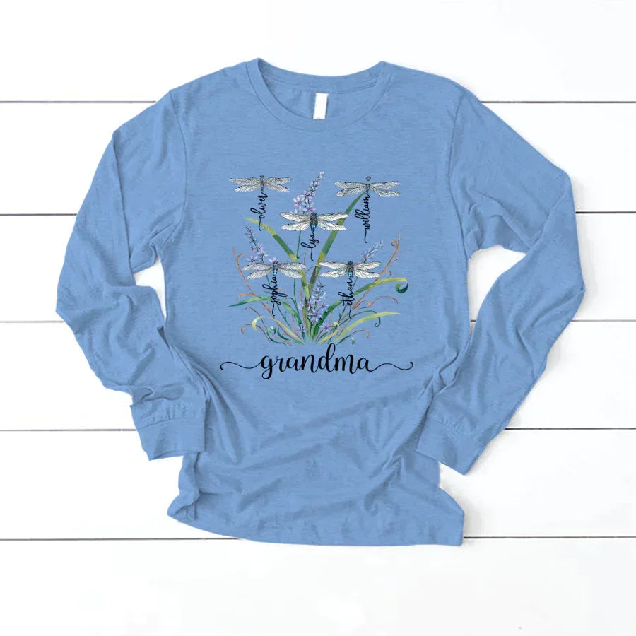 Lofaris Personalized Weeds Dragonfly Grandma Kids Longsleeve