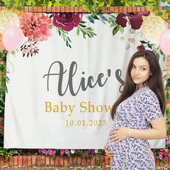 Lofaris Personalized White Floral Baby Shower Girl Backdrop