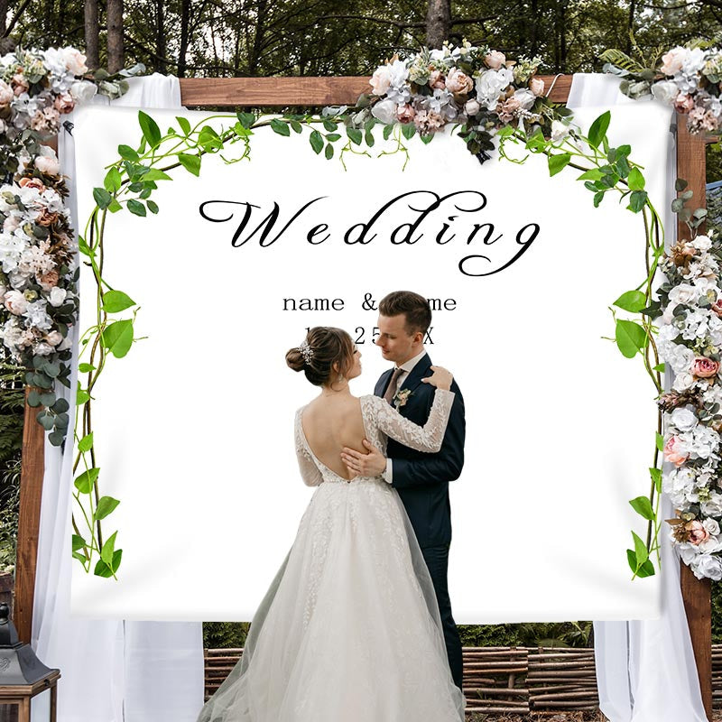 Lofaris Personalized White Flower Wedding Backdrop Decor