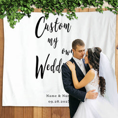 Lofaris Personalized White Wedding Backdrop Banner