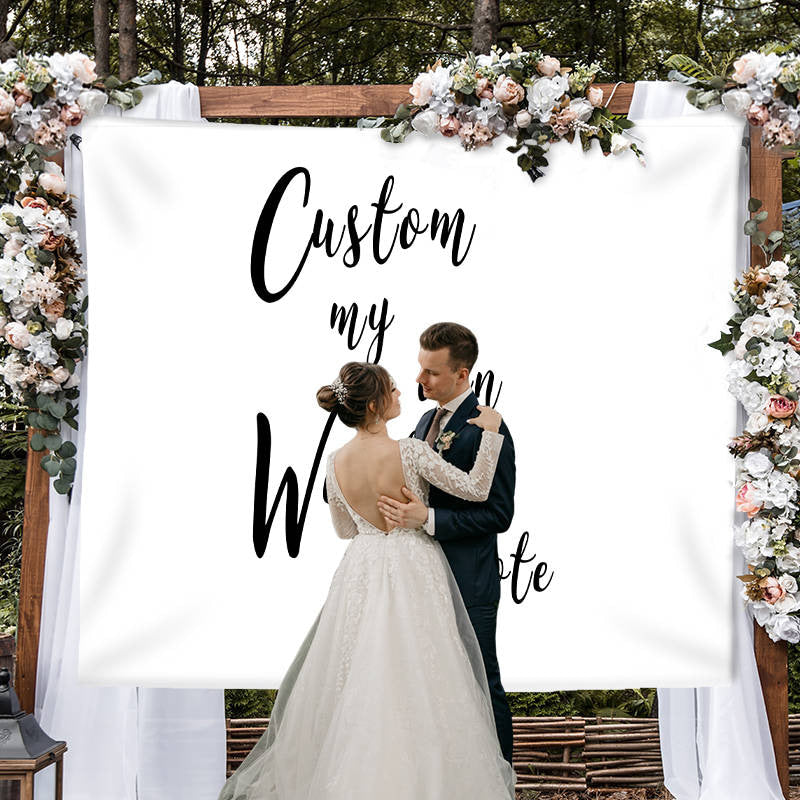 Lofaris Personalized White Wedding Backdrop Banner