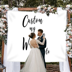 Lofaris Personalized White Wedding Backdrop Banner